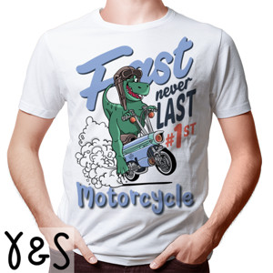 Kaos Cool Dinosaur Riding A Motorcycle