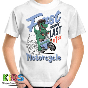 Kaos Cool Dinosaur Riding A Motorcycle