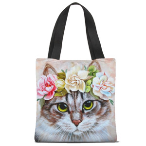 Tas Tote Fullprint Cat Wreath 01 Totebag