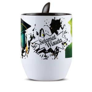 Mug Sendok Mug Sendok hitam- Selamat Wisuda 