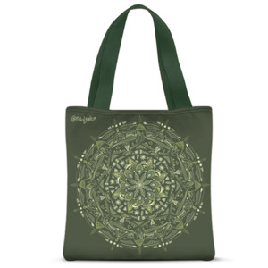 Tas Tote Fullprint Green Circle Pattern