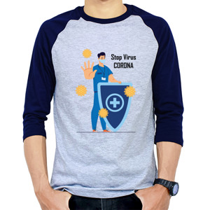 Kaos Raglan Stop Virus Corona - Covid-19