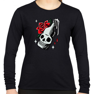 Kaos Kaos Tema Botol Tengkorak Dan Bunga Mawar