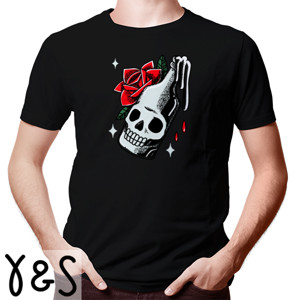 Kaos Kaos Tema Botol Tengkorak Dan Bunga Mawar