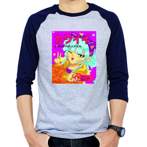 Kaos Raglan Desain Tema Anime Jepang Lucu Dan Unik