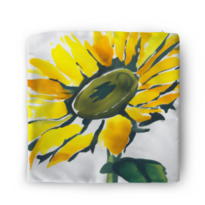 Sarung Bantal Lukisan Tinta Bunga Matahari Warna Kuning
