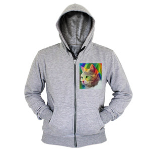 Hoodie Zipper Kaos wanita vneck kucing warna-warni