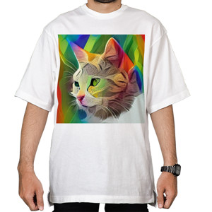 Kaos Oversize Kaos wanita vneck kucing warna-warni