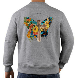 Jaket Sweater Kaos Cewe (Kristiani), Tema Kupu-kupu dan Salib