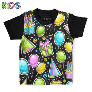 Kaos Anak Full-Print Birthday Pattern
