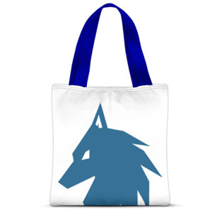 Tas Tote Fullprint blue wolf