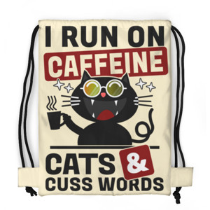 Tas Serut Fullprint I RUN ON CAFFEINE CATS AND CUSS WORDS