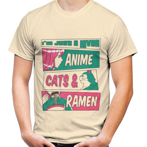 Kaos Saya Pecinta Ramen , Kucing , Anime