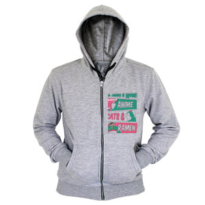 Hoodie Zipper Saya Pecinta Ramen , Kucing , Anime
