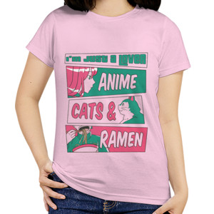 Kaos Saya Pecinta Ramen , Kucing , Anime