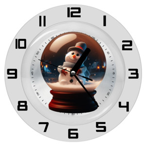 Jam Dinding cute snowman inside a sphere glass for christmas