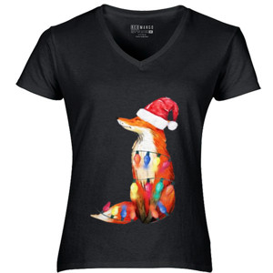 Kaos Fox Santa Hat Christmas