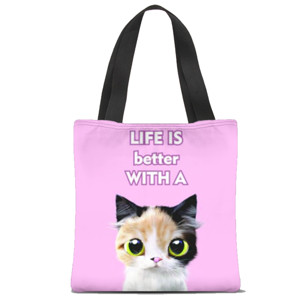 Tas Tote Fullprint Tote bag "Life is better with a cat"