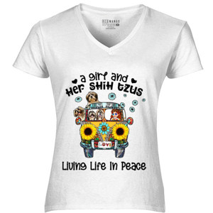 Kaos A Girl And Her Shih Tzus - 1