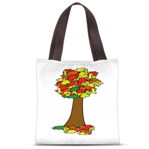 Tas Tote Fullprint Pohon warna warni