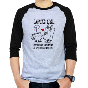 Kaos Raglan Kaos Coffee and Wifi