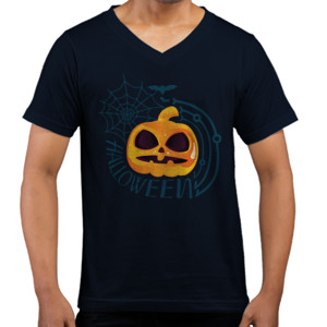 Kaos  halloween single pumpkin t-shirt design