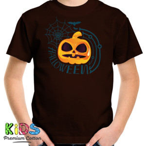 Kaos halloween single pumpkin t-shirt design