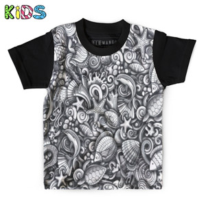 Kaos Anak Full-Print kaos anak fullprint Cartoon doodles sea