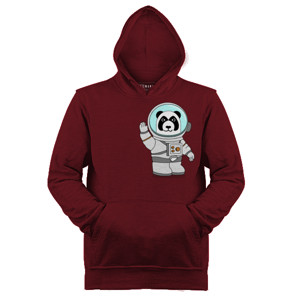 Jaket Hoodie panda dengan baju astronot melambaikan tangan