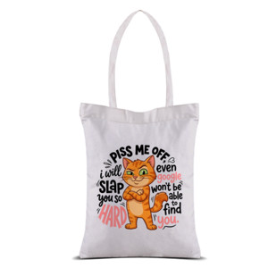 Tas Tote Tote Bag Kanvas Kucing Lucu Piss Me Off