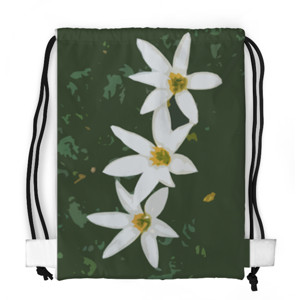 Tas Serut Fullprint tiga bunga putih