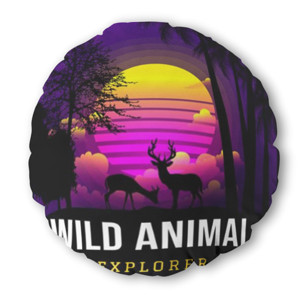 Bantal Bulat Wild Animal Explore Retro Style