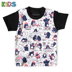 Kaos Anak Full-Print Pinguin party