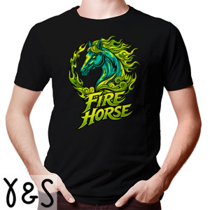 Kaos Fire Horse T-Shirt | Flaming Horse Artwork | Stree