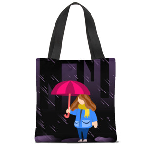Tas Tote Fullprint GIRL IN THE RAIN