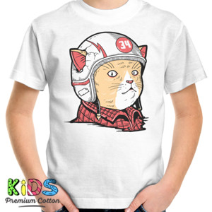 Kaos Kucing lucu berhelm