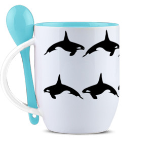 Mug Sendok Orca Swimming in The Ocean