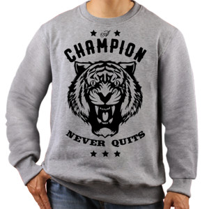 Jaket Sweater A CHAMPION NEVER QUITS hitam