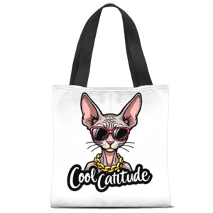 Tas Tote Fullprint Tote Bag Gaul Kucing Sphynx Cool Catitude Keren