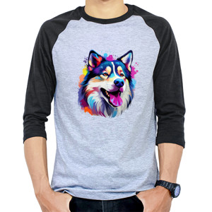 Kaos Raglan Kaos Gambar Anjing 006 Alaskan Malamute