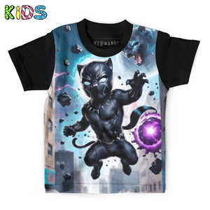 Kaos Anak Full-Print avenger kid black panther