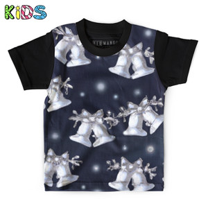 Kaos Anak Full-Print Silver Bells Glitter Pattern