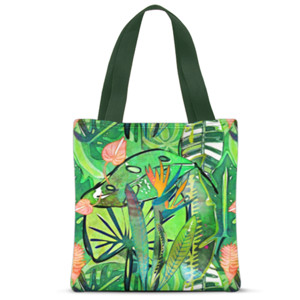 Tas Tote Fullprint Green Leave