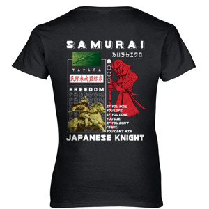 Kaos Samurai Streetwear Woman V-Neck Red Mango