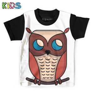 Kaos Anak Full-Print burung hantu lucu di atas dahan