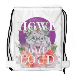 Tas Serut Fullprint Howl Out Loud, Wolf on purple moon