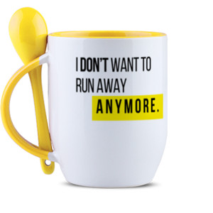 Mug Sendok Neon Genesis Evangelion - I Dont Want to Run Away