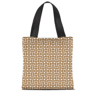 Tas Tote Fullprint Pola Anyaman Coklat