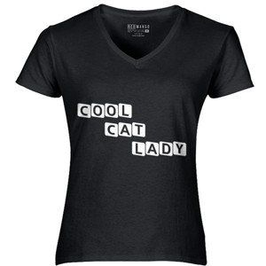 Kaos Cool Cat Lady T-Shirt - Cool Cat Lady Shirt - Cat 