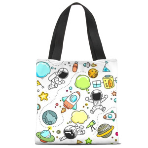 Tas Tote Fullprint Berpetualang di luar angkasa
